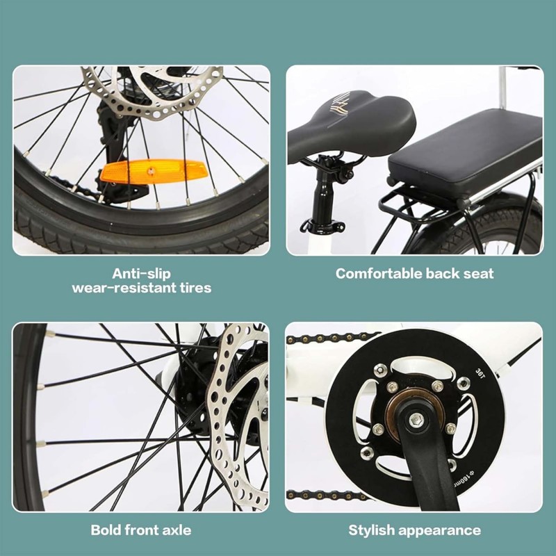Tandem Beach Cruiser Fahrrad Erwachsene faltbares Tandem Dreisitzer 7 Gang Maximale Belastung 300 kg – 3