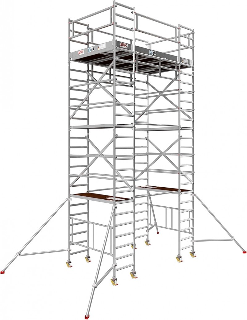 Alugerüst Rollgerüst Arbeitsbühne 5,7 m² Fläche Arbeitshöhe 6 m faltbares Raumgerüst Rollbock Alu 