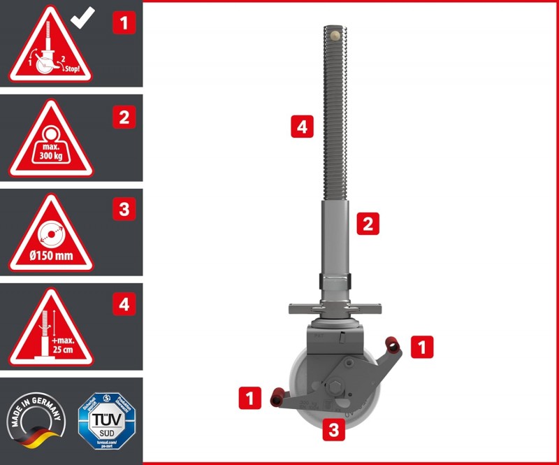 Alugerüst Rollgerüst Arbeitsbühne 5,7 m² Fläche Arbeitshöhe 10 m faltbares Raumgerüst Rollbock Alu – 4