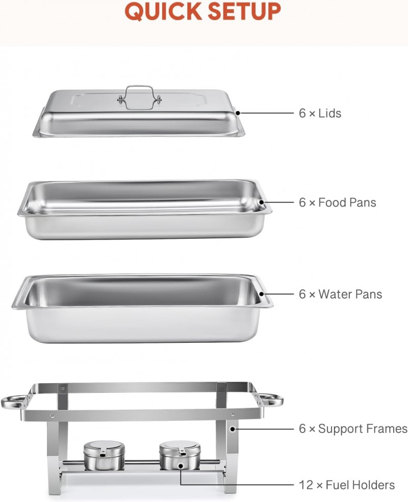 Buffet-Set 6 x 9 L = 54 L Chafing Dish Speisewärmer 6pcs Warmhaltebehälter Wärmebehälter Edelstahl – Thumbnail 6