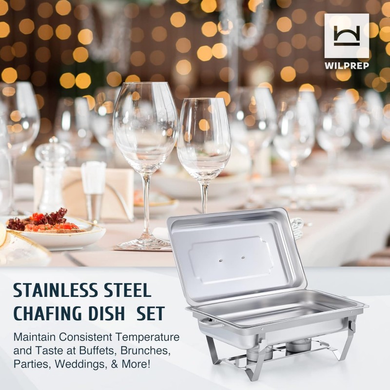Buffet-Set 6 x 9 L = 54 L Chafing Dish Speisewärmer 6pcs Warmhaltebehälter Wärmebehälter Edelstahl – Thumbnail 8