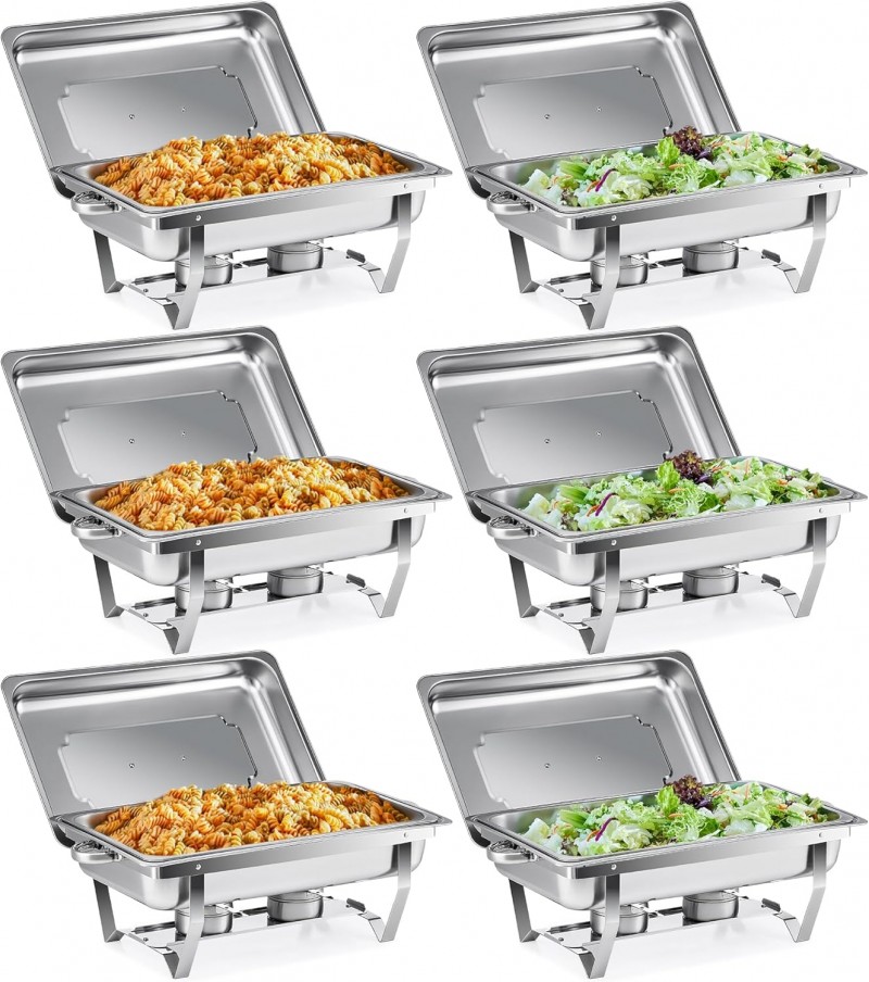 Buffet-Set 6 x 9 L = 54 L Chafing Dish Speisewärmer 6pcs Warmhaltebehälter Wärmebehälter Edelstahl