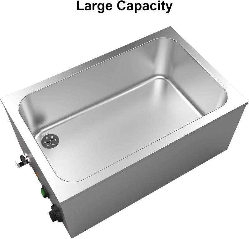 Edelstahl Bain Marie Speisewärmer 2 Sektionen 18L Buffet professionell Dampftisch mit Deckel – Thumbnail 8