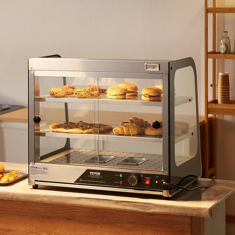 111 L Speisenwärmer 2-stufig kommerziell 850 W Speisenwärmer mit gehärtetem Glas und Dampfheizung – Thumbnail 8