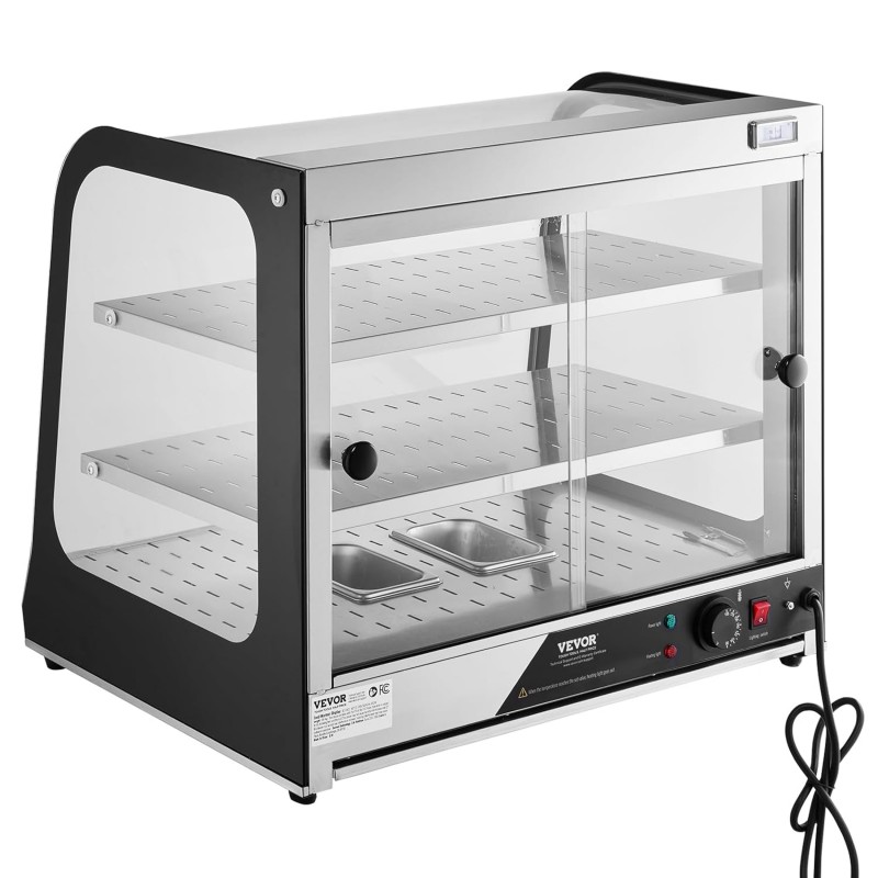 111 L Speisenwärmer 2-stufig kommerziell 850 W Speisenwärmer mit gehärtetem Glas und Dampfheizung – Thumbnail 9