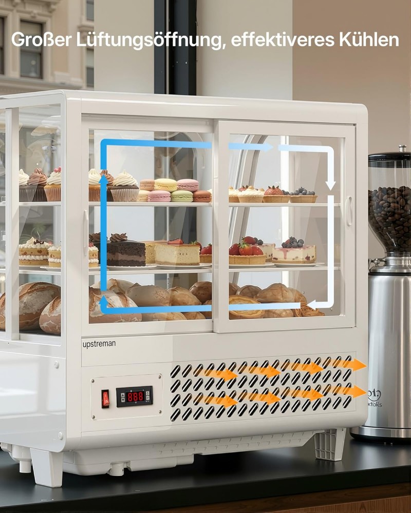 Kühlvitrine 100 L kompakte Kühltheke Tortenvitrine mit LED-Beleuchtung digitale Temperaturregelung – 4