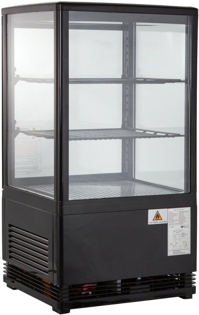 Gastro Kühlvitrine 58 Liter Buffet Vitrine +2 °C bis +6 °C mit LED schwarz Kühltheke mit Glastür – 4
