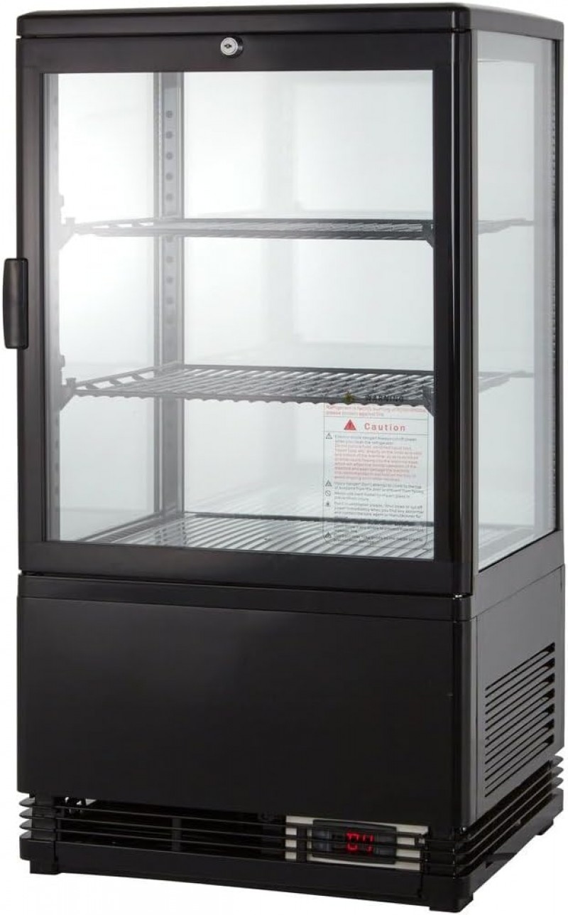 Gastro Kühlvitrine 58 Liter Buffet Vitrine +2 °C bis +6 °C mit LED schwarz Kühltheke mit Glastür – 5
