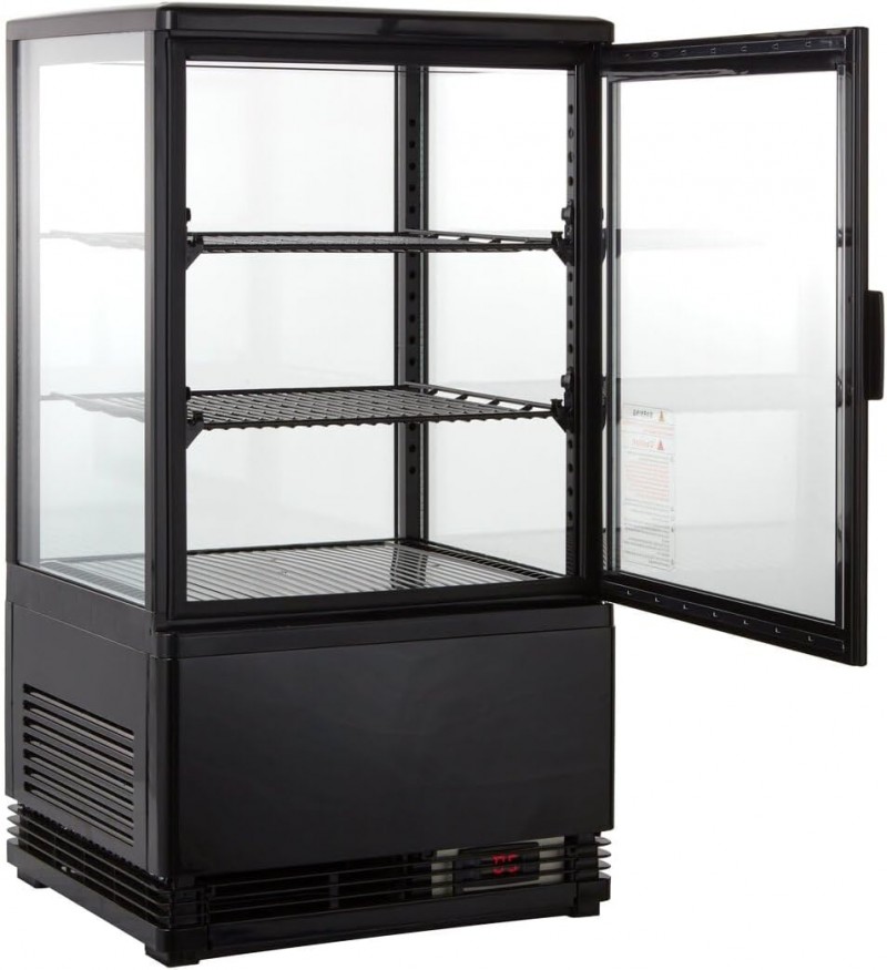 Gastro Kühlvitrine 58 Liter Buffet Vitrine +2 °C bis +6 °C mit LED schwarz  Kühltheke mit Glastür – Thumbnail 6