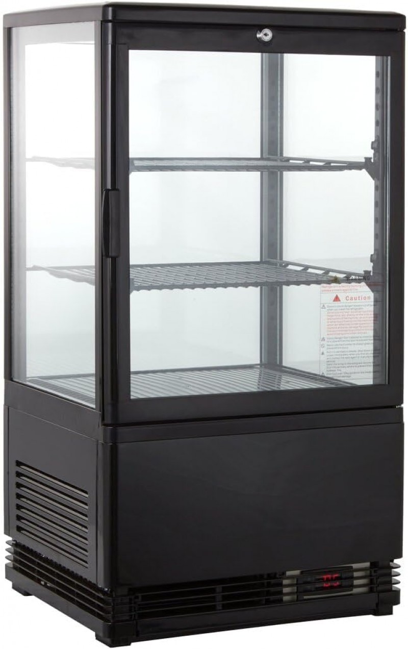 Gastro Kühlvitrine 58 Liter Buffet Vitrine +2 °C bis +6 °C mit LED schwarz Kühltheke mit Glastür