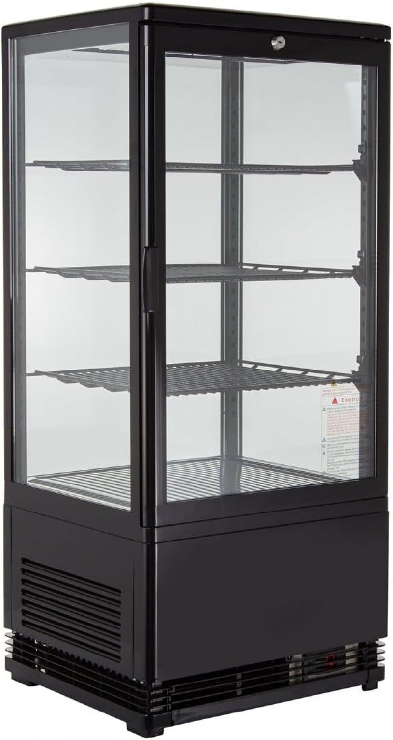 Gastro Kühlvitrine 78 Liter Buffet Vitrine +2 °C bis +6 °C mit LED schwarz  Kühltheke mit Glastür &amp; 
