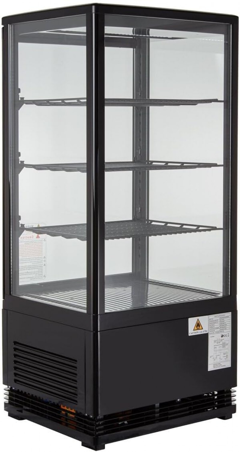Gastro Kühlvitrine 78 Liter Buffet Vitrine +2 °C bis +6 °C mit LED schwarz  Kühltheke mit Glastür &amp;  – 2