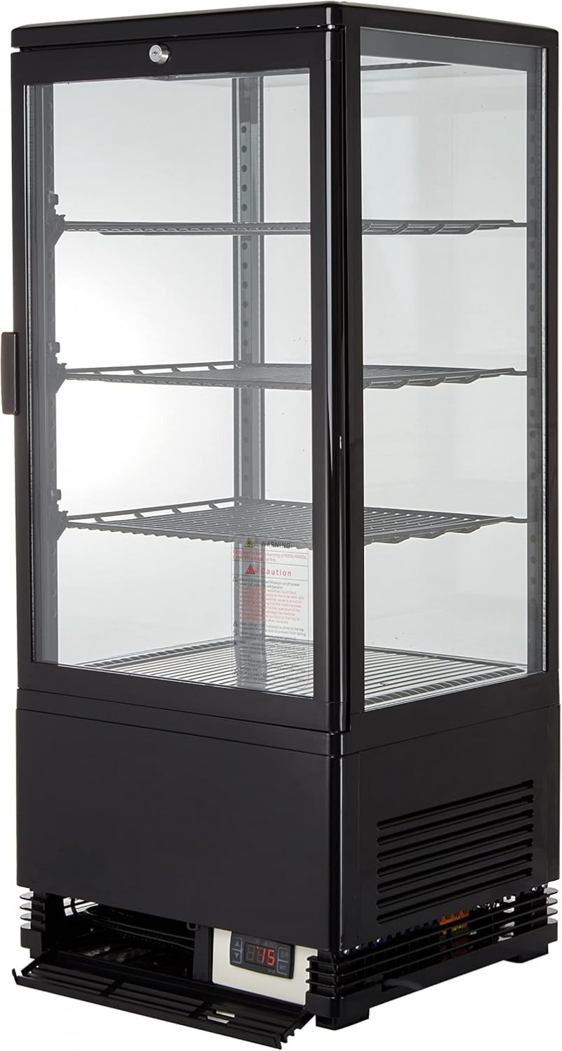 Gastro Kühlvitrine 78 Liter Buffet Vitrine +2 °C bis +6 °C mit LED schwarz  Kühltheke mit Glastür &amp;  – 3