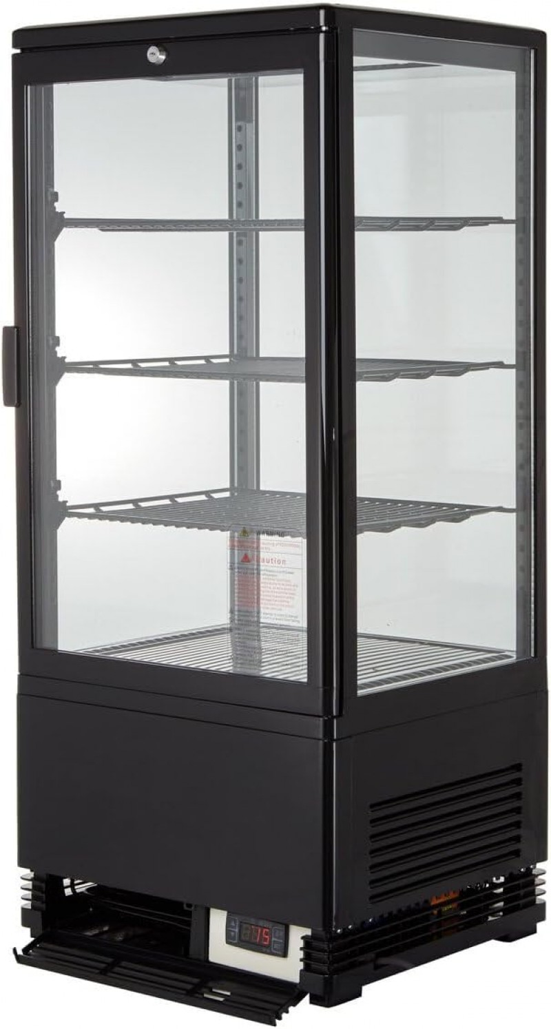 Gastro Kühlvitrine 78 Liter Buffet Vitrine +2 °C bis +6 °C mit LED schwarz  Kühltheke mit Glastür &amp;  – 5