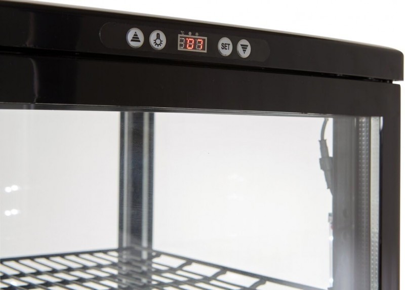 Gastro Kühlvitrine 235 Liter Buffet Vitrine +2 °C bis +6 °C LED schwarz  Kühltheke Glastür &amp; Umluft  – 2