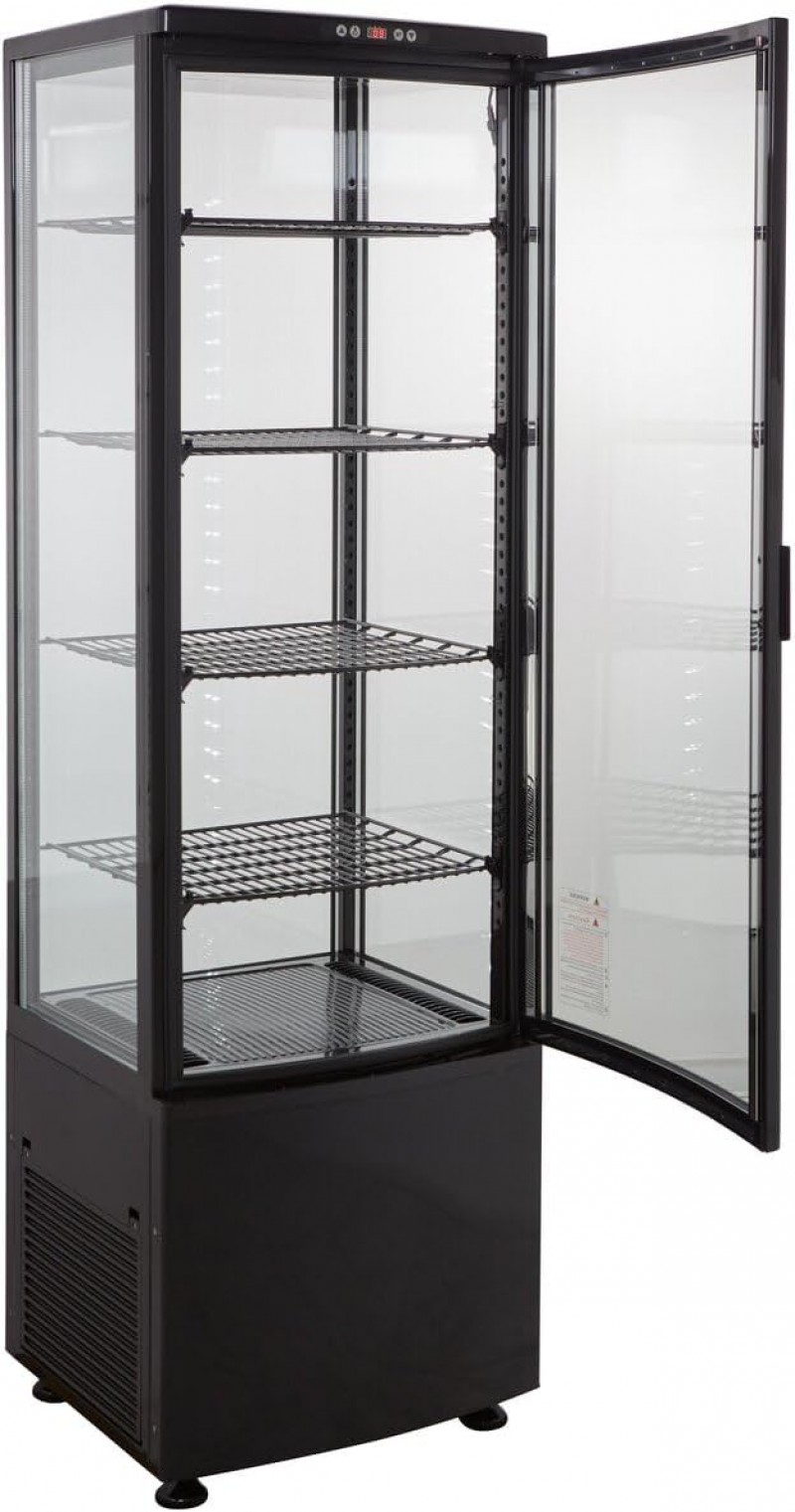 Gastro Kühlvitrine 235 Liter Buffet Vitrine +2 °C bis +6 °C LED schwarz  Kühltheke Glastür &amp; Umluft 
