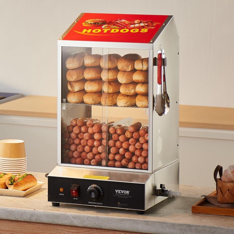 Hot Dog Dampfgarer 37 L 2-stufiger 30°C – 85°C Hot Dog Hütten-Dampfgarer Temperaturregelung – Thumbnail 8