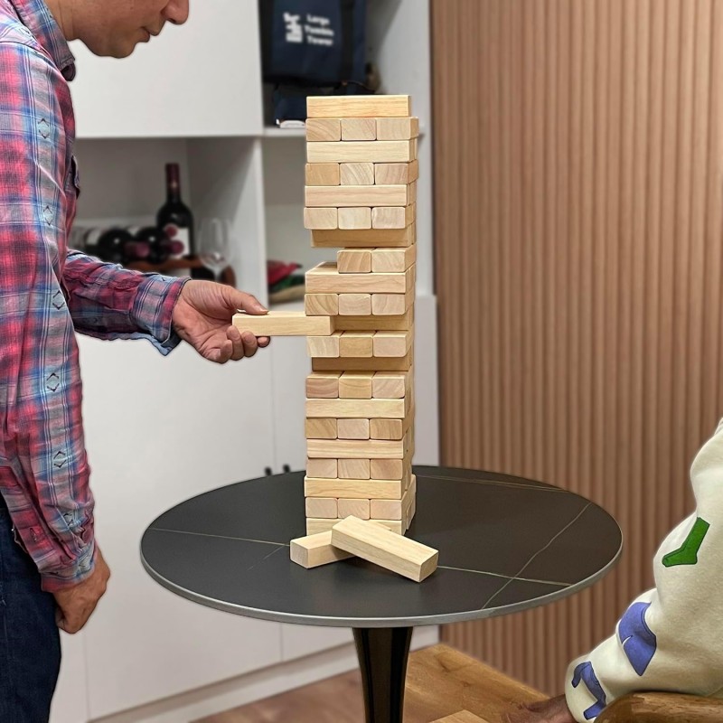 Wackelturm Tumble Tower Holzklötze Spiel Stapelturm Holz Toppling Blocks Spielzeug mit Tragetasche 6 – 2