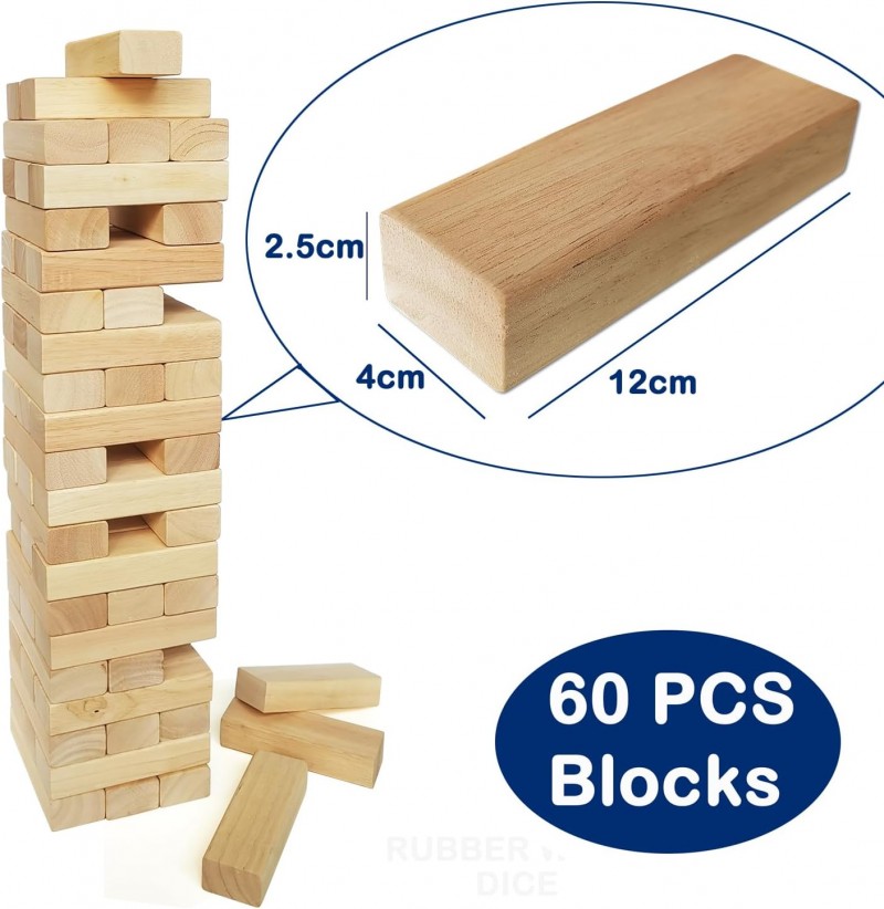 Wackelturm Tumble Tower Holzklötze Spiel Stapelturm Holz Toppling Blocks Spielzeug mit Tragetasche 6 – 3