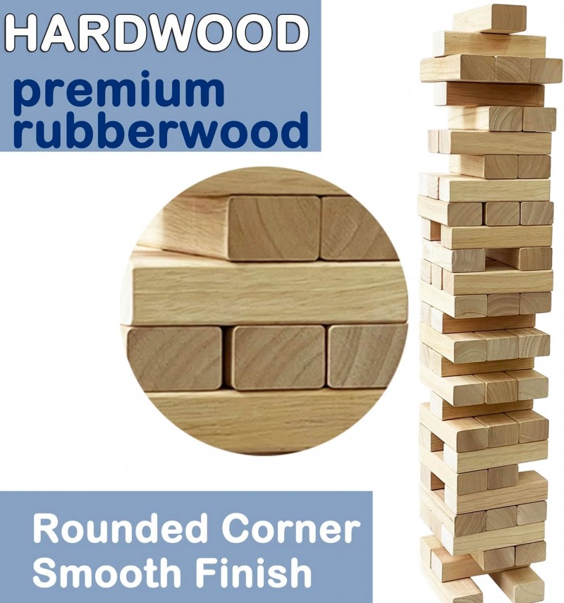 Wackelturm Tumble Tower Holzklötze Spiel Stapelturm Holz Toppling Blocks Spielzeug mit Tragetasche 6 – 4