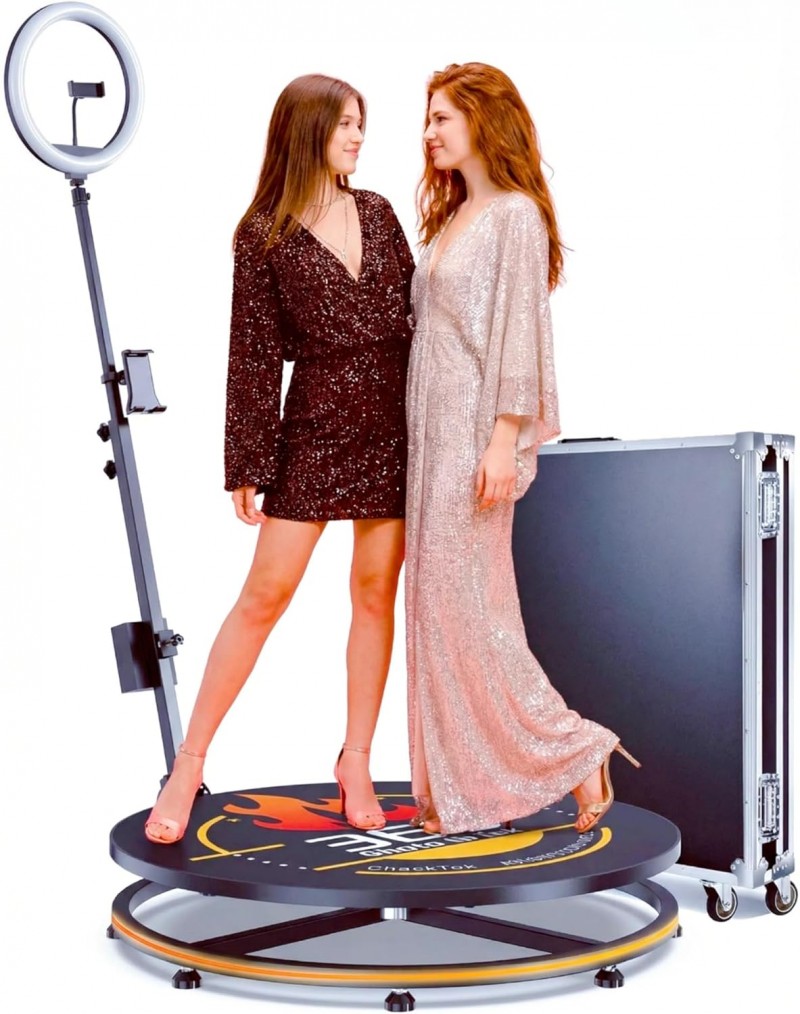 360 Grad Fotokabine 31.5 Zoll/80 cm Fotobox Flightcase + App-Steuerung automatische 360°