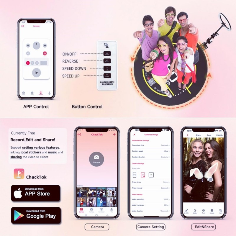 360 Grad Fotokabine 100 cm 39,4" Fotobox Photo Booth Flightcase App-Steuerung automatische 360° – 2