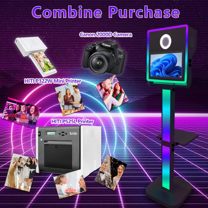 Tragbare Spiegel-Fotokabine Fotobox 39,6 cm (15,6 Zoll) Touchscreen Selfie-Photobooth-Maschine DSLR – Thumbnail 7