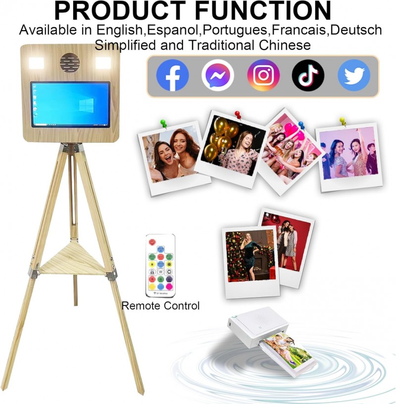 Fotokoffer tragbar 15,6 Zoll Touchscreen DSLR Fotobox Hochzeiten Partys Veranstaltungen Holzfarbe – 2