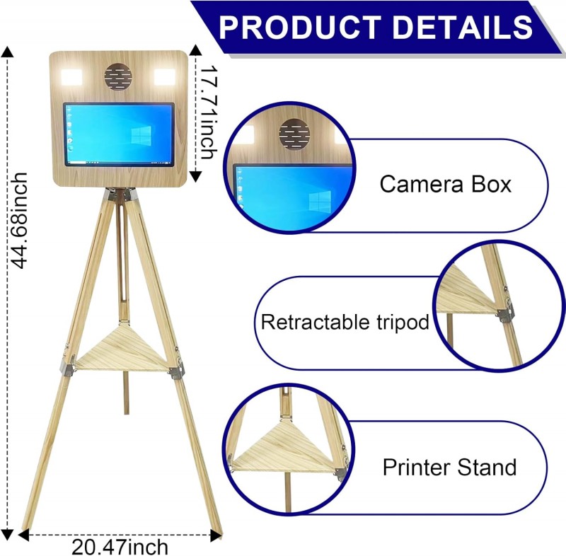 Fotokoffer tragbar 15,6 Zoll Touchscreen DSLR Fotobox Hochzeiten Partys Veranstaltungen Holzfarbe – 4