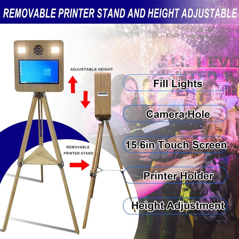 Fotokoffer tragbar 15,6 Zoll Touchscreen DSLR Fotobox Hochzeiten Partys Veranstaltungen Holzfarbe – 5