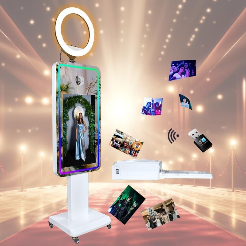Fotokoffer Kamera 21,5 Zoll LCD Touchscreen Fotobox tragbarer Magischer Spiegel Fotokabine Hochzeit  – 3
