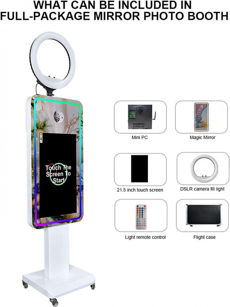 Fotokoffer Kamera 21,5 Zoll LCD Touchscreen Fotobox tragbarer Magischer Spiegel Fotokabine Hochzeit  – Thumbnail 7