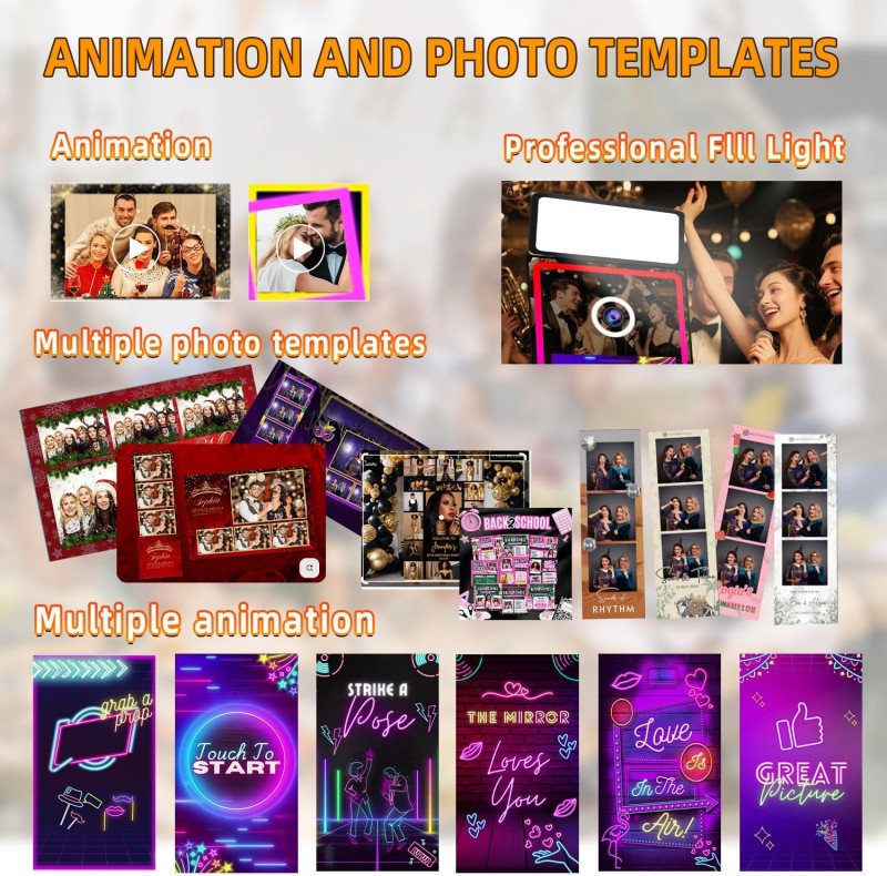 Magic Mirror Fotoautomat Fotobox Drucker Kamera quadratischem Aufhelllicht + Mini-PC + 21,5“ Touch – Thumbnail 6