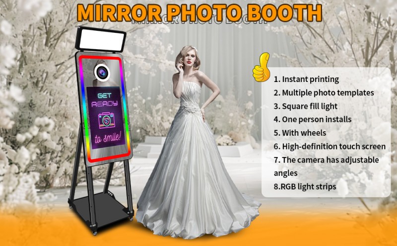 Magic Mirror DSLR Fotoautomat mit Kamera Ringlicht &amp; Flightcase + 21,5“ Touchscreen Selfie-Fotobooth – 4