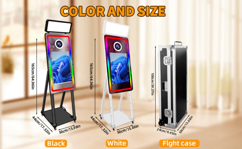 Magic Mirror DSLR Fotoautomat mit Kamera Ringlicht &amp; Flightcase + 21,5“ Touchscreen Selfie-Fotobooth – 2