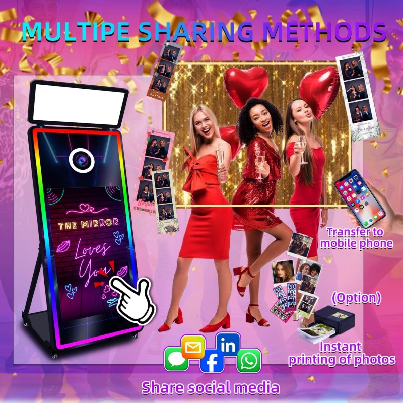 Magic Mirror Photobooth 65 Zoll mit 43 Zoll Touchscreen Foto Spiegel Machine Selfie Spiegel Fotoboot – Thumbnail 7