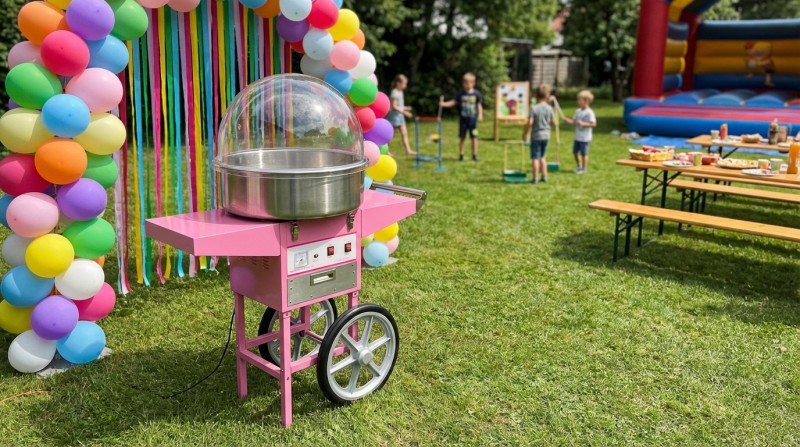 Nostalgische Zuckerwattemaschine mieten – Inklusive Wagen &amp; Schutzhaube – 3