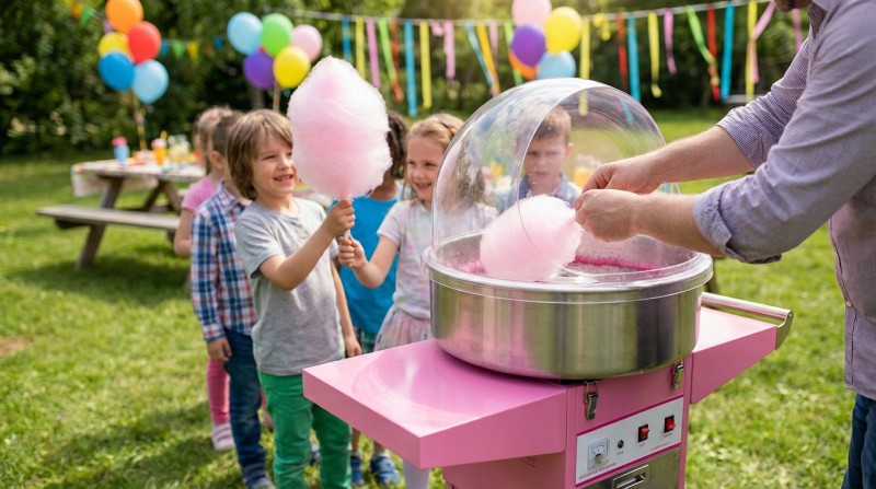 Nostalgische Zuckerwattemaschine mieten – Inklusive Wagen &amp; Schutzhaube – 2
