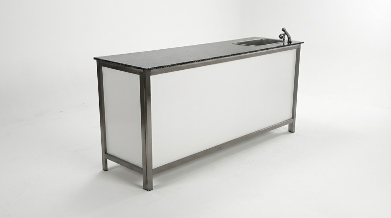 Profi Klapptheke, Nasstheke, Tresen Edelstahl mieten (200 cm) – Mobile Naßtheke aus Edelstahl – 3