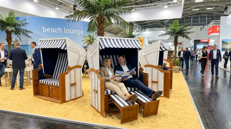 Ostsee-Strandkorb mieten – Exklusiver Zweisitzer mit Fußstützen für Events – 2