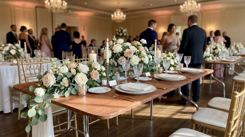 Banketttische mieten: Rund (Ø 150/180 cm) &amp; Rechteckig (180x80 cm) – Ideal für Events &amp; Hochzeiten – 4