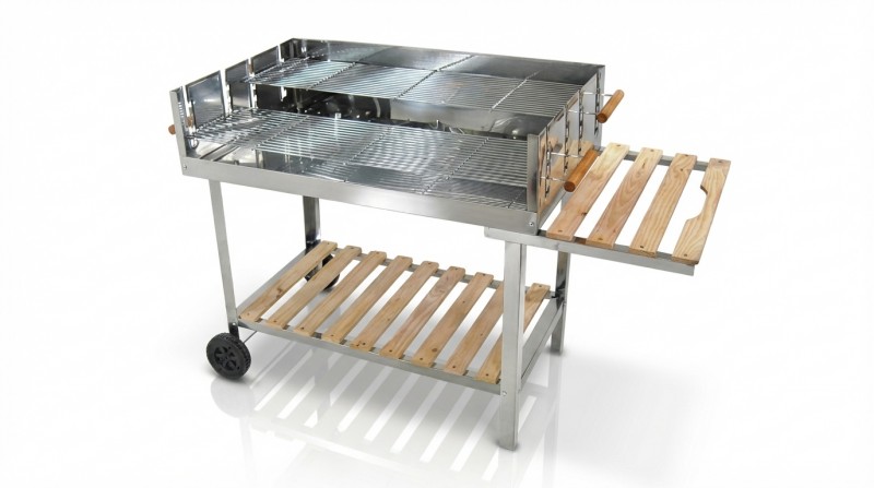 Großer Holzkohlegrill (100x60 cm) &amp; Gasgrill mit 3 Heizzonen – Inklusive Reinigung