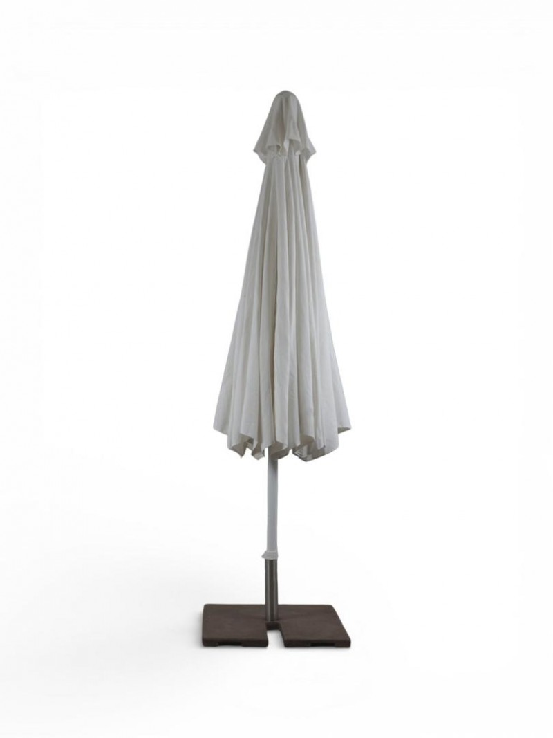 Marktschirm mieten (400×400 cm) – Großer Sonnenschirm in Weiß inkl. 40kg Ständer – 4