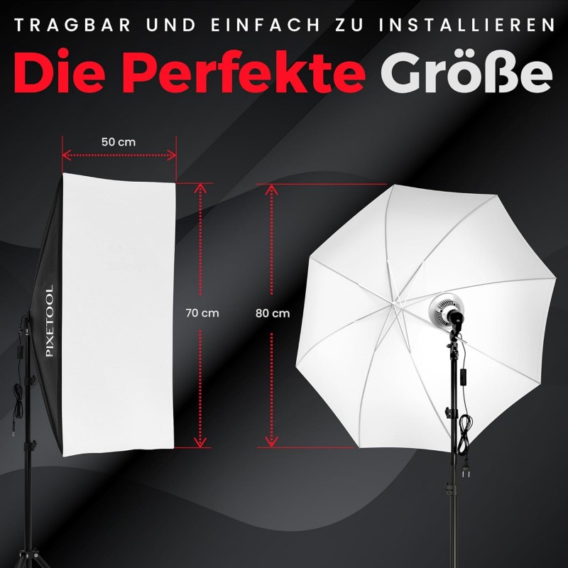 Fotostudio Set Studiolicht Fotostudiobeleuchtung Fotolicht Fotobeleuchtung 48 Watt 2 Softbox 70 x 50 – 4