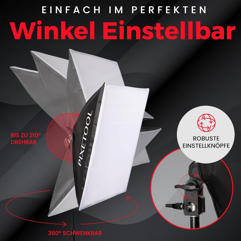Fotostudio Set Studiolicht Fotostudiobeleuchtung Fotolicht Fotobeleuchtung 48 Watt 2 Softbox 70 x 50 – Thumbnail 6
