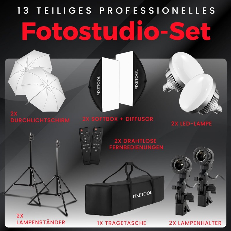 Fotostudio Set Studiolicht Fotostudiobeleuchtung Fotolicht Fotobeleuchtung 48 Watt 2 Softbox 70 x 50 – Thumbnail 8