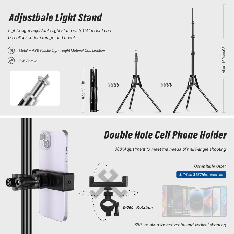 Fotobeleuchtung 2-Pack Bi LED Licht-Kit Beleuchtung Video Licht Panel Set mit Scheunentor 2500-6500  – 5