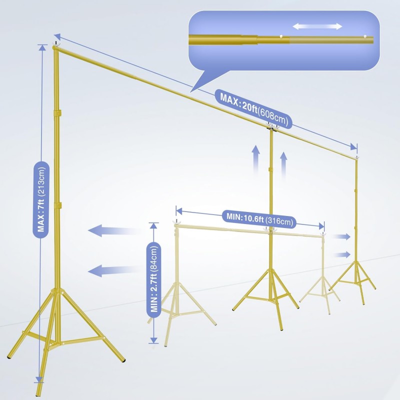 Hintergrund Ständer 6 x 2,1 m groß verstellbar Foto Hintergrundsystem mit 308° Schwenkanschluss Foto – 3