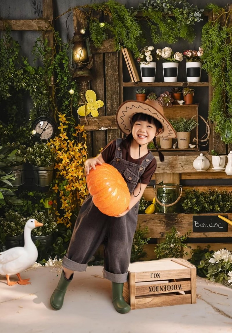 Frühlingsgarten Fotohintergrund C 270 x 180 cm Ostern Retro Rustikal Holz Grünpflanzen Hintergrund f – 4