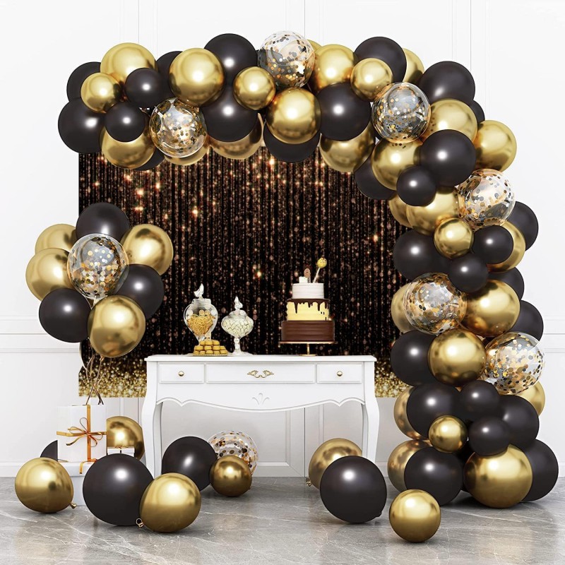 Gold Hintergrund E 3 x 2 m goldener Glitter Partikel Schwarz Traum Foto Vinyl Fotobox Geburtstag  – 4